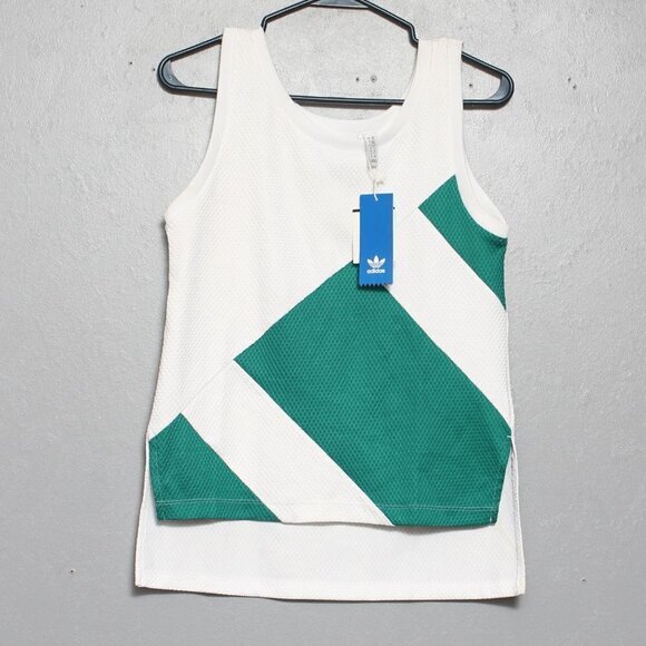 AdidS NWT equipment green and white tank top mesh athletic graphic top - Picture 1 of 7